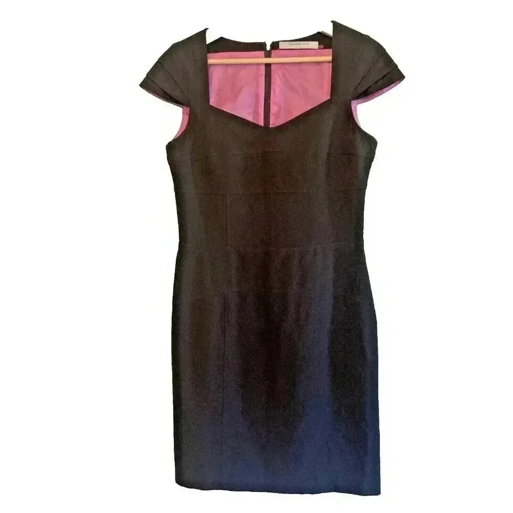 Marc New York Pleated Cap Sleeve Sheath Black Dress, Size 8 Party Dress Sorority